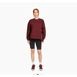 New WeWoreWhat Oversized Burgundy Crewneck Pullover Sweatshirt Womens Sz L Cozy